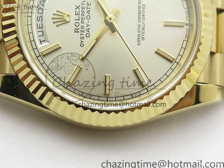 1218 Day-Date 40mm 228239 BP New Dial Version 904 YG Silver Stick Markers Dial on YG President Bracelet A Sophisticated 2807